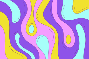 Groovy psychedelic background. Abstract outline flat liquid illustration