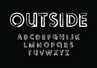 Bold font with outline stroke style. Vector font for typography, title writing, poster or logo needs