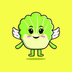 Cute cartoon chinese cabbage character wearing wings in modern style design 