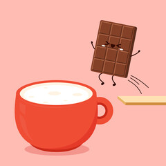 Chocolate character design. Chocolate vector. Milk and Chocolate on white background.