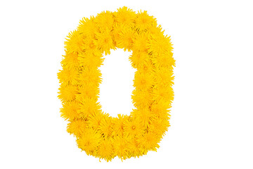 The English alphabet of dandelion flowers. Letter O