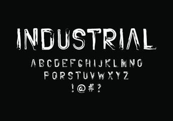 Sans serif font in industrial retro style. Vector fonts for typography, titles, posters, or logos