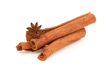 Cinnamon bark isolated on white background with clipping path.