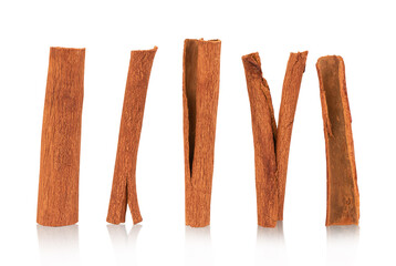 Cinnamon bark isolated on white background with clipping path.