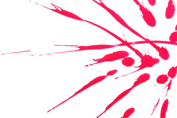 Red watercolor or ink textures splashes and streaks on white background,Abstract watercolor	