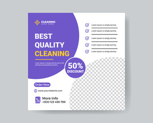 Cleaning  service social media post square banner template