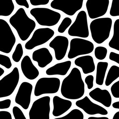 Vector animal skin pattern. Abstract texture with black spots on white background. Giraffe skin seamless pattern.