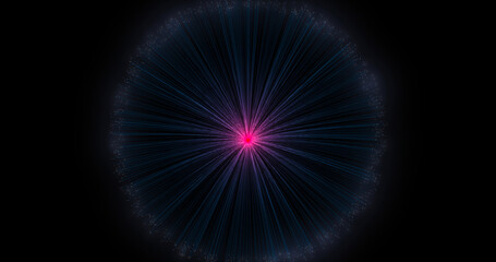 Abstract magical luminous rays. Neon Flower. 3D render