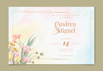  Elegant flower watercolor background card. Wedding floral invitation . Floral poster, invite. Vector decorative greeting card or invitation design background 