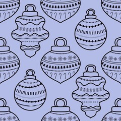 New year seamless Christmas tree balls pattern for fabrics and packaging and gifts and linens and kids