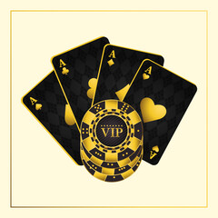Background with cards and chips Casino, gambling. Vector image.