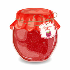 Jam with raspberries. Vector image.