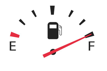 gasoline fuel gauge in the car at maximum full tank