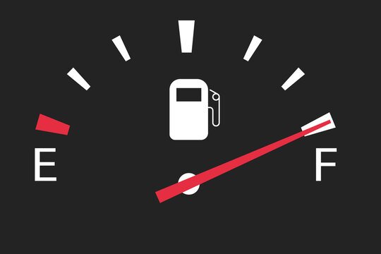 gasoline fuel gauge in the car at maximum full tank