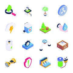 Pack of Ecological Science Isometric Vectors 