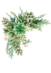 Green Watercolour Floral Element