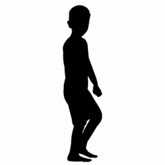child black silhouette on white background