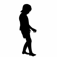 Fototapeta premium child black silhouette on white background, isolated