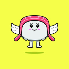 Cute cartoon chinese cabbage character wearing wings in modern style design 