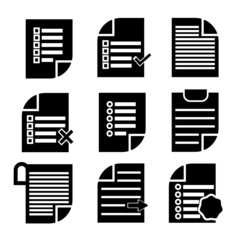 Guide booklet and user guidance reference icons. Illustration book or information document web icons.