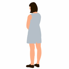 woman standing with her back in flat design isolated