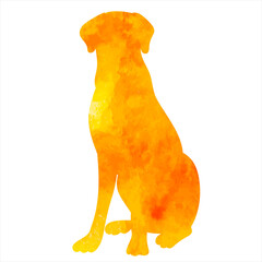 dog watercolor silhouette on white background, isolated