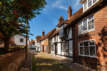 Old town cobbled street in Rye East Sussex England UK
