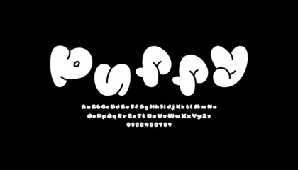 Comic font, cute alphabet in the cartoon style