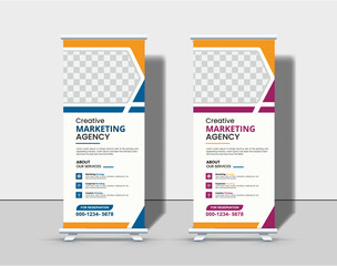 Professional business agency rollup banner template Premium Vector