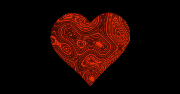 Image of changing red background over heart shapes hole in black surface