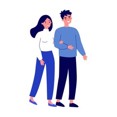 Young people eating at fast food restaurant flat vector illustration. Man and woman having lunch at cafe or cafeteria. Lifestyle and leisure concept.