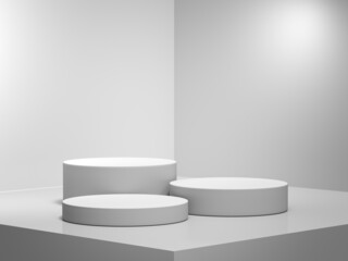 Minimalism abstract background, pedestal. 3d illustration.