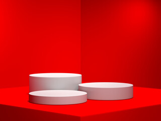 Minimalism abstract background, pedestal. 3d illustration.