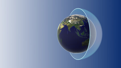 Earth atmosphere with ozone layer