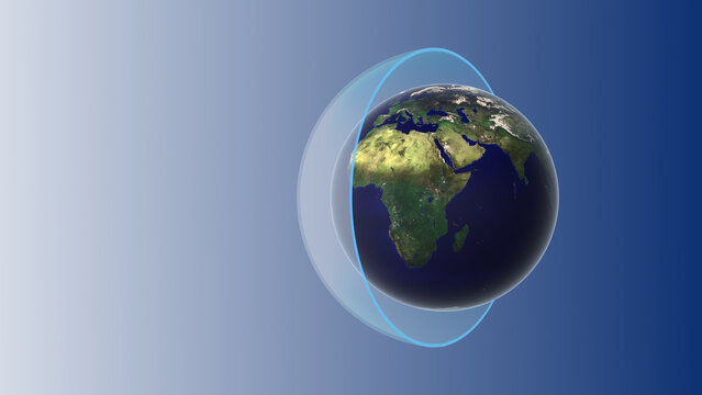 Earth atmosphere with ozone layer