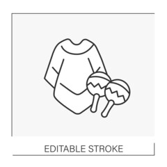  Fashion line icon. Mucho poncho for cold weather. Traditional Mexican outerwear. Fashionable warm cloth.Shopping.Clothes concept. Isolated vector illustration. Editable stroke