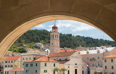 Cityscape and Catholic church in Pucisca town on island Brac, Croatia © Geza Farkas