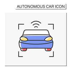 Photo color icon. Image of indoor and outdoor views of self-driving cars. Screenshots. Autonomous car concept. Isolated vector illustration