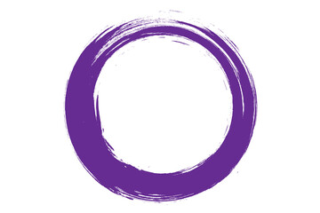 Circle brush stroke vector isolated on white background. Violet enso zen circle brush stroke. For stamp, seal, ink and paintbrush design template. Grunge hand drawn circle shape, vector illustration