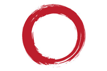 Circle brush stroke vector isolated on white background. Red enso zen circle brush stroke. For stamp, seal, ink and paintbrush design template. Grunge hand drawn circle shape, vector illustration