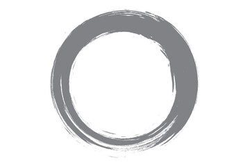 Circle brush stroke vector isolated on white background. Gray enso zen circle brush stroke. For stamp, seal, ink and paintbrush design template. Grunge hand drawn circle shape, vector illustration