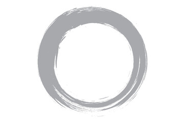 Circle brush stroke vector isolated on white background. Gray enso zen circle brush stroke. For stamp, seal, ink and paintbrush design template. Grunge hand drawn circle shape, vector illustration