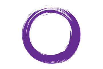 Circle brush stroke vector isolated on white background. Violet enso zen circle brush stroke. For stamp, seal, ink and paintbrush design template. Grunge hand drawn circle shape, vector illustration