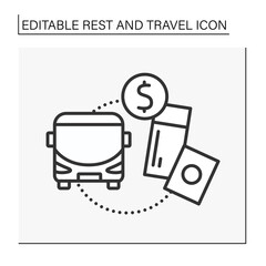 Journey line icon. Planning vacation. Buying tickets for travelling by bus. Rest and travel concept. Isolated vector illustration. Editable stroke