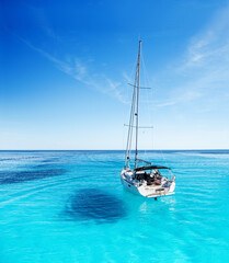 Beautiful sea with sailing boat yacht, Yachting, sail, travel and active lifestyle concept