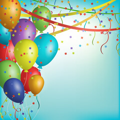 Realistic birthday background with balloons
