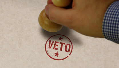 Veto stamp and stamping - opposition and refuse concept