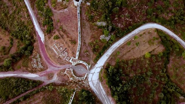 Aerial view of Ancient Messini city ruins
