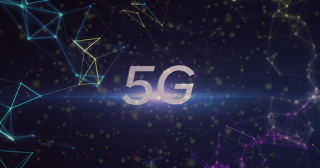 Image of 5g and shapes over navy background