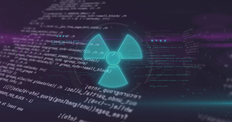 Image of nuclear symbol over data processing